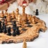 Olive Wood Chess Set with Irregular Rustic Board – Handcrafted Rustic Elegance