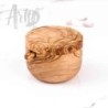 Olive Wood Salt Cellar with Pivoting Lid &amp Spoon