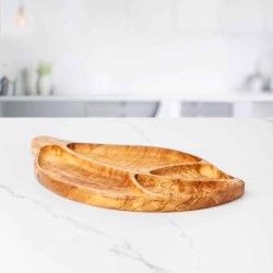 Olive Wooden Leaf Serving Plate