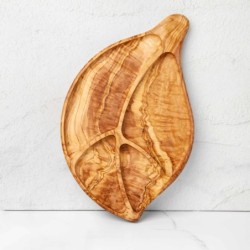 Olive Wooden Leaf Serving Plate