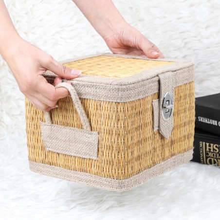 Square Straw Picnic Basket