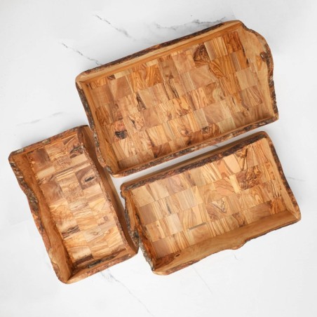 Set of 3 Wooden Trays with Handles