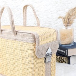 Handmade Straw Picnic Basket with Handle