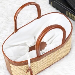 Handmade Top Handle Straw Bag