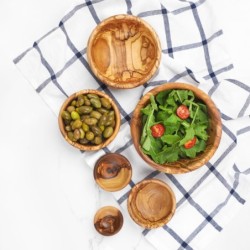 Set of 6 Wooden Bowls from small to medium sizes/ Wood Bowls handmade from Olive Wood (FREE Organic Wood Conditioner)