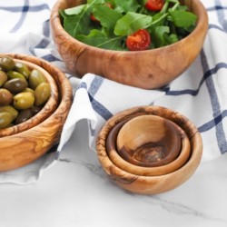 Set of 6 Wooden Bowls from small to medium sizes/ Wood Bowls handmade from Olive Wood (FREE Organic Wood Conditioner)