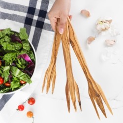 Personalized Olive Wood Salad Fork – Handmade Natural Wooden Utensil | Artisraw Tunisie