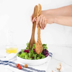 Personalized Olive Wood Salad Servers – Handmade Natural Utensil Set | Artisraw Tunisie