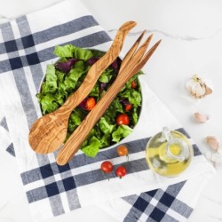 Personalized Olive Wood Salad Servers – Handmade Natural Utensil Set | Artisraw Tunisie