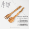 Personalized Olive Wood Salad Servers – Handmade Natural Utensil Set | Artisraw Tunisie