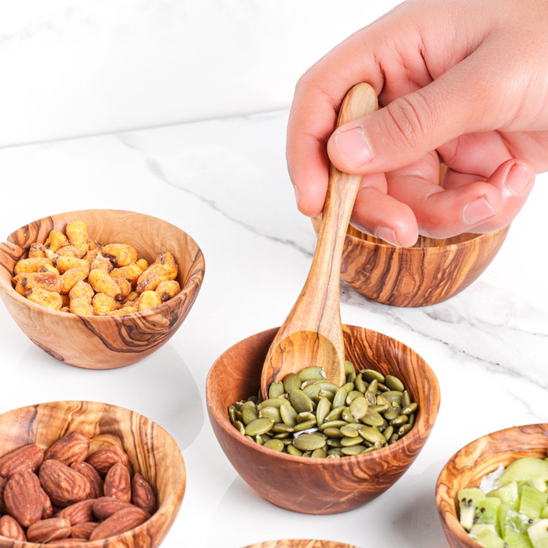 Set of 6 Small Olive Wood Bowls Handmade