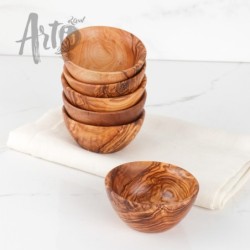 Set of 6 Small Olive Wood Bowls Handmade