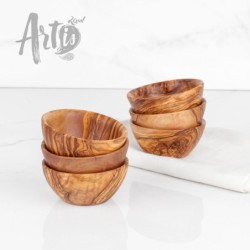 Set of 6 Small Olive Wood Bowls Handmade