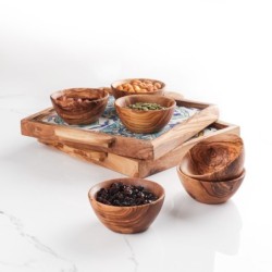 Set of 6 Small Olive Wood Bowls Handmade
