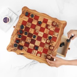 Handmade Chess Board from Tunisian Olive Wood – Artisan Olive Wood Game Board
