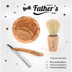Olive Wood Shaving Set for Men – Handmade Brush, Bowl & Straight Razor | Artisraw Tunisie