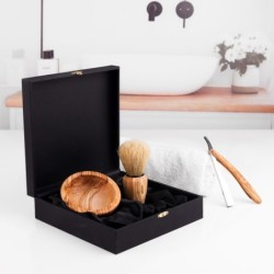 Olive Wood Shaving Set for Men – Handmade Brush, Bowl & Straight Razor | Artisraw Tunisie