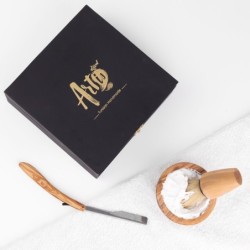 Olive Wood Shaving Set for Men – Handmade Brush, Bowl & Straight Razor | Artisraw Tunisie