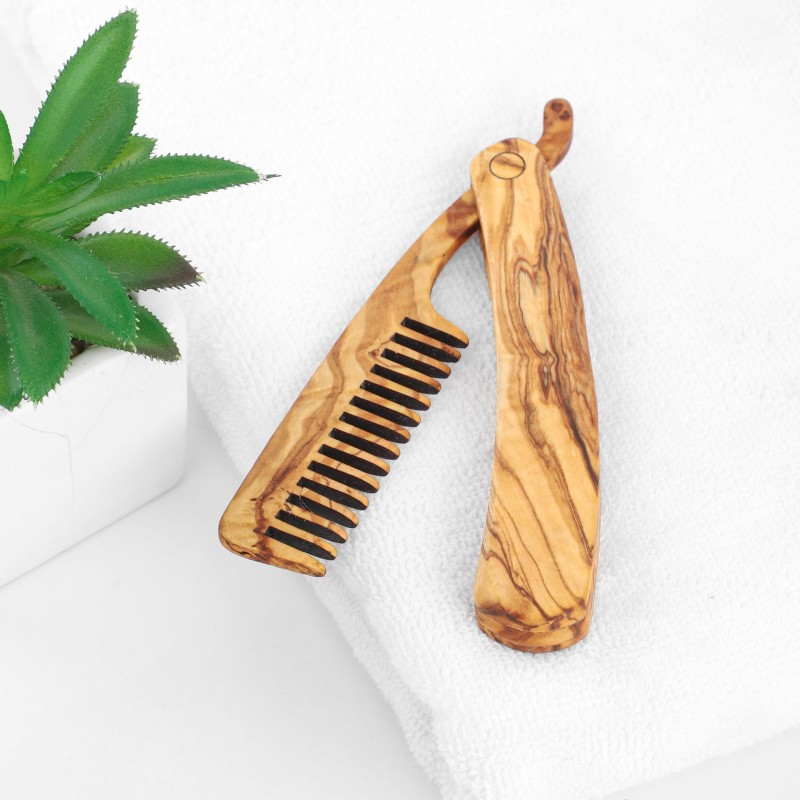 Olive wood beard comb - Artisraw Tunisie