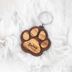 Olive Wood Paw Print Keychain – For Pet Lovers | Artisraw Tunisie