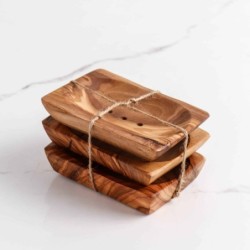 Set of 3 Wood Soap Dish handmade from Tunisian Olive Wood/Wooden Soap Saver/Wooden Soap Holder (US FAST Shipping +Free ArtisRaw 