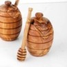 Set of 2 Honey Pots with Dipper | Honey Jar with dipper handmade from Olive wood | Honey Dispenser (US FAST Shipping +Free Wood 