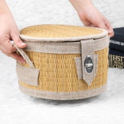 Round Picnic Basket Handmade from Straw / Practical Picnic Basket Bag / Straw Picnic Bag / Straw Bag Leather Hand / Cute Picnic 