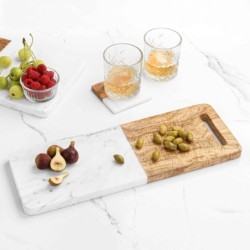 Wood and Marble Cutting Board with Handle
