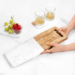 Wood and Marble Cutting Board with Handle