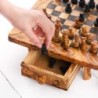 Classic Olive Wood Chess Set with Storage – Handmade Wooden Chess Board