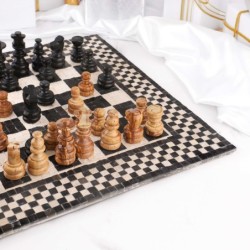 Elegant Marble Chess Set with Wooden Chess Pieces