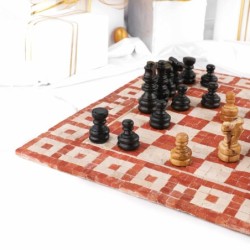 Elegant Marble Chess Set with Wooden Chess Pieces