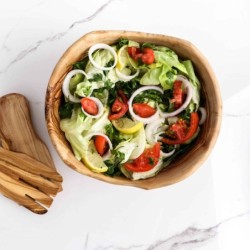 Large Olive Wood Salad Bowl with Salad Forks – Handcrafted Mediterranean Style