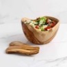 Large Olive Wood Salad Bowl with Salad Forks – Handcrafted Mediterranean Style