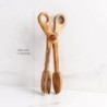 Olive wood toast tongs