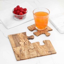 Puzzle Custom Coasters Handmade from Olive Wood