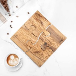 Puzzle Custom Coasters Handmade from Olive Wood