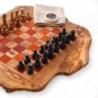 Olive Wood Chess Set with Irregular Rustic Board – Handcrafted Rustic Elegance