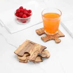Puzzle Custom Coasters Handmade from Olive Wood