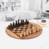 Round Chess Board Wooden with Chess Pieces
