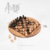 Round Chess Board Wooden with Chess Pieces