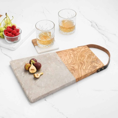 Marble and Wood Cutting Board with Handle