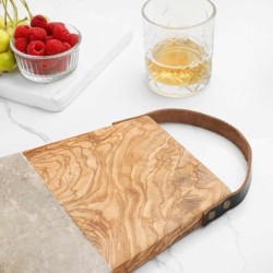 Marble and Wood Cutting Board with Handle