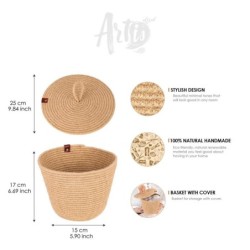 Natural Storage Basket Handwoven from Straw