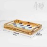 Wood Serving Tray with Handles and Ceramic Tiles
