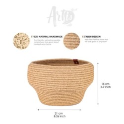 Handwoven Straw Basket for Potted Plant