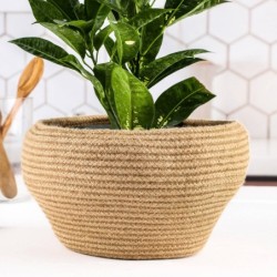 Handwoven Straw Basket for Potted Plant