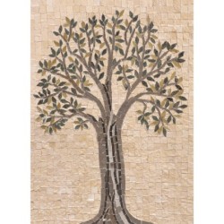 Olive Tree Mural Backsplash Tile. Mosaic Handmade