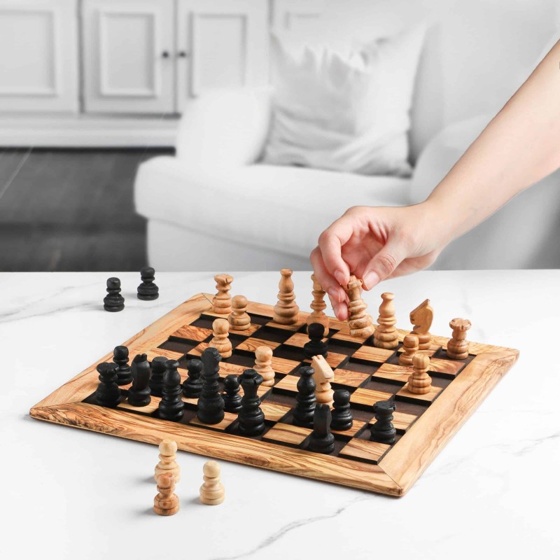 Fancy Wood Chess Set and Wood Carved Chess Pieces