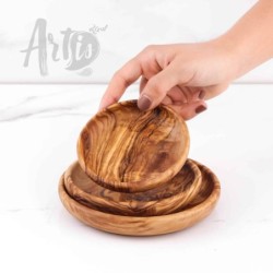Small Wooden Round Plate Set of 3